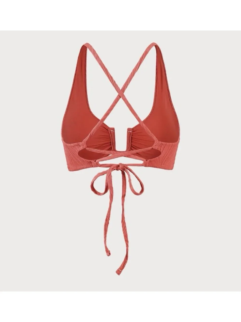 Berlook U Cross Strappy Orange Seashell Textured Bikini Set Size L Large NEW
